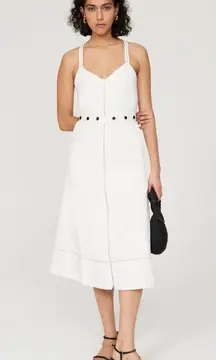 PROENZA SCHOULER White Exposed Zipper Button Detail Sleeveless Sundress Size 2