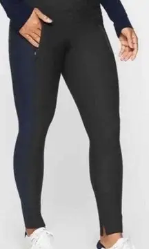 Athleta Stellar Tight Legging Black Navy Blue Colorblock Pants | L