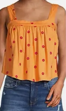 Arizona Jean Company Bright Orange Floral Crop Top