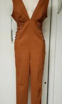 Iris women’s Rust color stretch Brown Jumpsuit size large