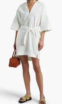 Frame Belted Cotton-poplin Mini Dress