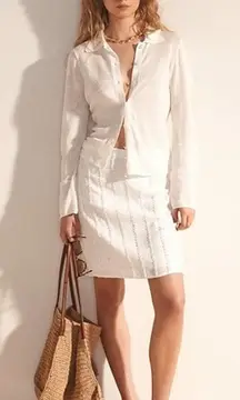 J. Crew Collection shell-embellished skirt linen Size 8 NWT Coastal Boho Resort