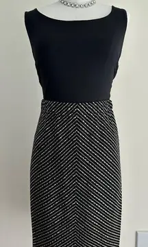 St John Evening Skirt Womens 2‎ Pencil Sequin Chevron Pailette Santana Knit