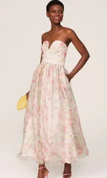 ML Monique Lhuillier Strapless Sweetheart Organza A-Line Dress