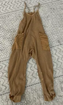 Free People Waffle Knit overalls