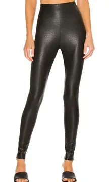 Commando Size L High Rise Faux Leather Leggings Black Croc Slimming Shapewear‎
