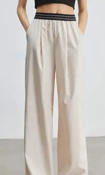 J.ING JING Tara Beige Slouchy Wide Leg Pants Size L NWT