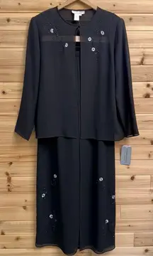 NWT Adrianna Papell Evening Essentials Sz L Cardigan Wide Leg Flowy Pants Set