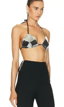 RTA Bralette Top in Mirror Medium New Womens Metallic Cropped Bra