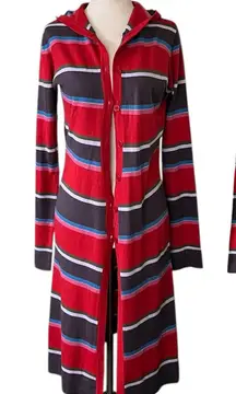 Y2K Esprit long maxi hoodie in multi-color with button front