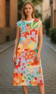 NWT Adidas X Farm Rio Dress Gold Multicolor