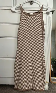Abercrombie Checkered Knit Brown White Mini Dress