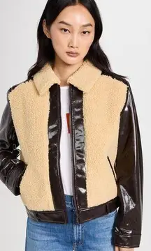 Mother The Sidecar Teddy Jacket Women's Small Faux Leather Fuzzy Biker NEW NWT