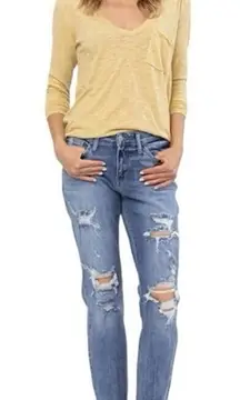 judy blue boyfriend fit jean women’s 9/29 ripped distressed high rise ankle blue