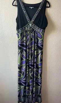 floral Maxi long dress vacation travel paisley beach 70s flower power resort