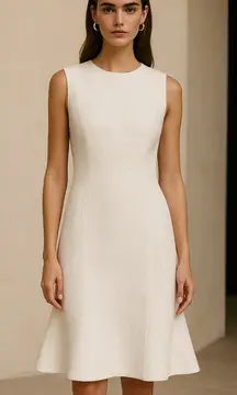 Oscar de la renta pearl white tweed sleeveless dress