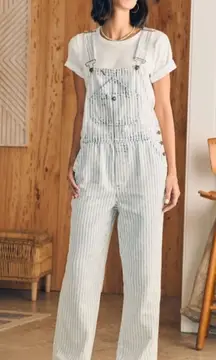 Faherty Railroad Stripe Straight‎ Leg Overalls XS Cottagecore Prairie Boho