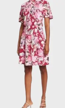 Floral Ruffle Neck Dress