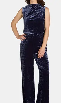 Purple Blue Velvet Jumpsuit Nine Eight Sz 12 NWT Whimsigoth Witchy Fall Grunge
