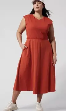Ryder Pullover Cutout Plus Size Sleeveless Midi Dress 2X Red Coral