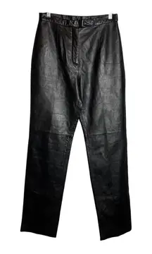 Jacqueline Ferrar Vintage Leather Pants Womens Size 10 Black High‎ Waist NWT