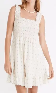 NEW Madewell Lucie Smocked Tank Mini Dress in‎ Textural Clipdot, XL