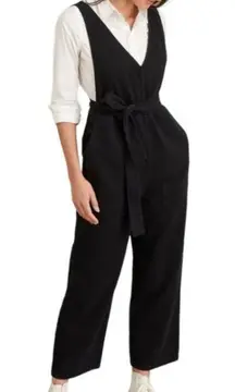 Alex Mill Ollie Black Denim Jumpsuit Belted Wide Leg Cropped Size Medium