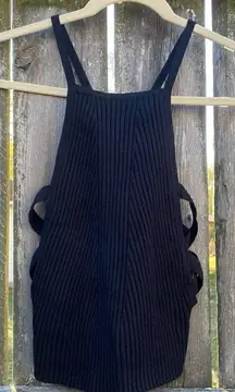 Brooklyn Karma Black Ribbed Cut Out Crop Sweater Top | L