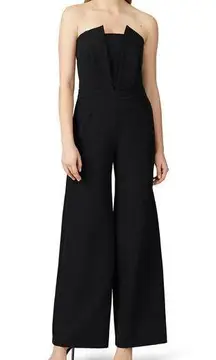 TRINA TURK Furano Black Crepe Strapless Straight Neckline Wide Leg Jumpsuit 2