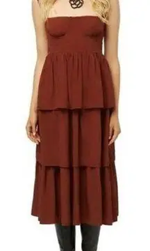 WEWOREWHAT Corset Poplin Maxi Dress in Smoked Paprika Size US 0