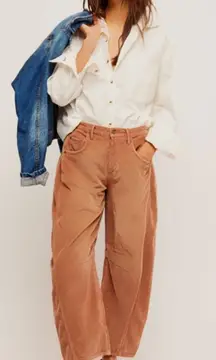 Free People Good Luck Cord Barrel Jeans Tan Brown Neutral Size 26 Corduroy