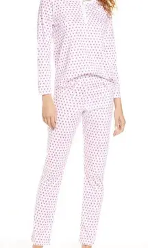 Roller Rabbit Preppy Pink Hearts m Cotton Pants and Henley Pajamas Set XS