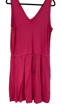 Sweaty Betty Hot Pink Sleeveless V Neck Womens Active Dress M Drawstring Waist
