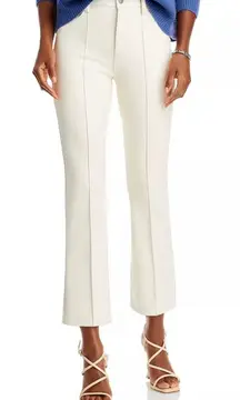 7 For All Mankind Faux Leather Kick Flare Pants Office Business Work Cream 23