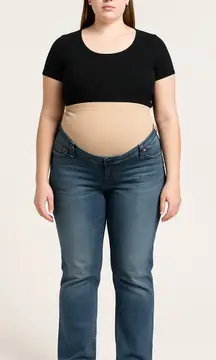 Fade To Blue Women's Full-Length Maternity Jeans with Over-Belly Panel - Size XL