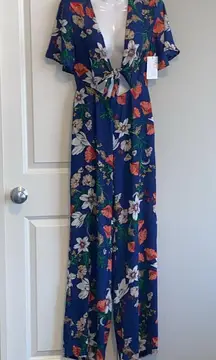 Women’s Floral Navy Short Sleeve Jumpsuit Jumper