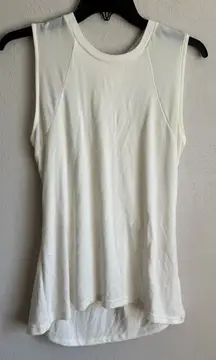 Zyia Active Cream White Sheer Back Sleeveless Tank Blouse Womens M Athletic
