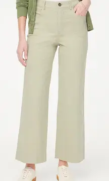 J. Crew Factory Women's High Rise Wide Leg Cropped Green Pants 24 P Petite New