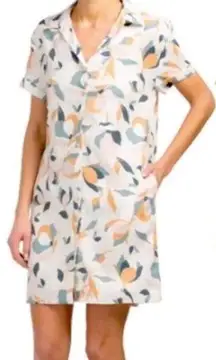 RACHEL ZOE Blush Light Pink 100% Linen Floral Button Up Shirt Dress Size XS