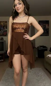 Elegant Brown Jumpsuit with Sequin Detail