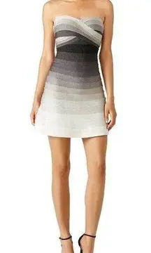 Hervé Léger Shea Ombre Dress Gray Womens Size XS