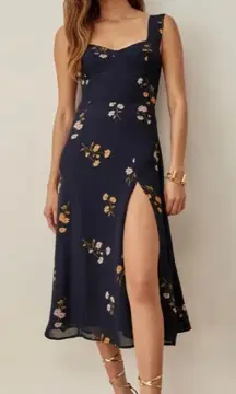 Fulton blue floral midi dress with slit