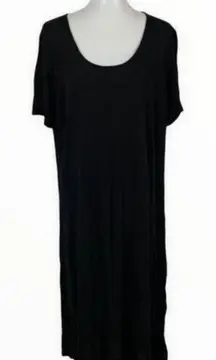 Marina Basic Black Midi Dress 29 Casual Soft Stretchy Simple Minimalist Chic