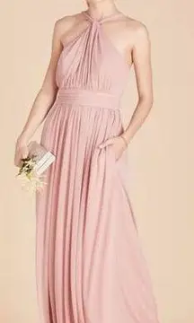 Birdy Grey  Kiko Mesh Halter Formal Bridesmaid Dress in Dusty Rose Size S NWT