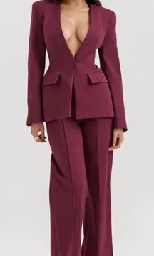 HOUSE OF CB 'Rivi' Wine‎ Straight Leg Trousers NWOT size XL