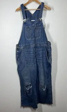 Old Navy Baggy Wide Let Distressed Denim Overalls Size 16