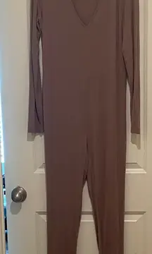 SHEIN Brown Long Sleeve Jumpsuit