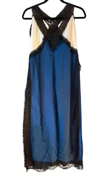 Intimately Free People night gown full length w/lace L satin feel sexy feminine