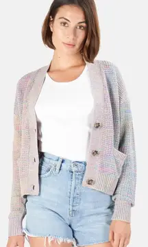 RE/DONE 90s Oversized Crop Cardigan Multicolor Space Dye Knit Rainbow