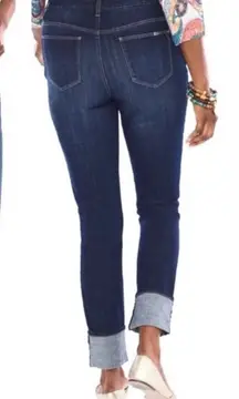 Chicos So Slimming High Cuff Girlfriend Slim Ankle Jeans Size 8 Casual Sassy